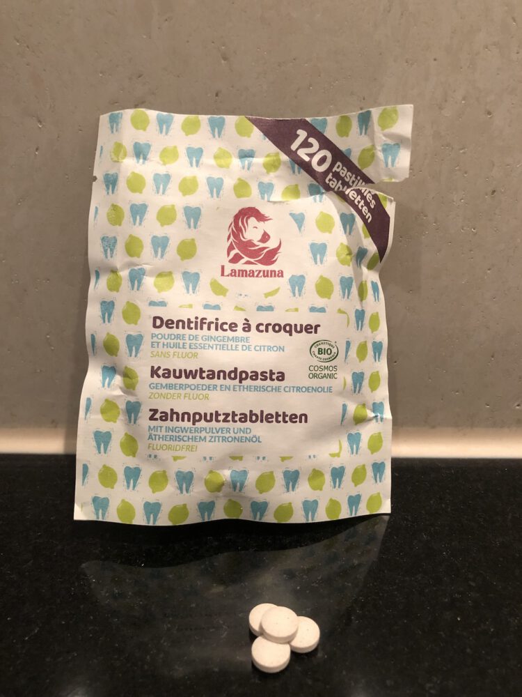 Lamazuna Zahnputztabletten mit Ingwerpulver und ätherischem Zitronenöl