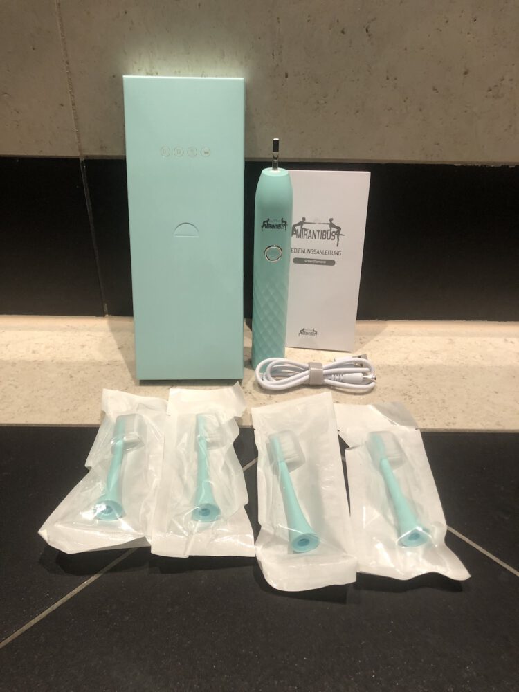 Zahnheld elektrische Zahnbürste - Verpackungsinhalt Mirantibus Elektro Schallzahnbürste Diamond - Verpackungsinhalt