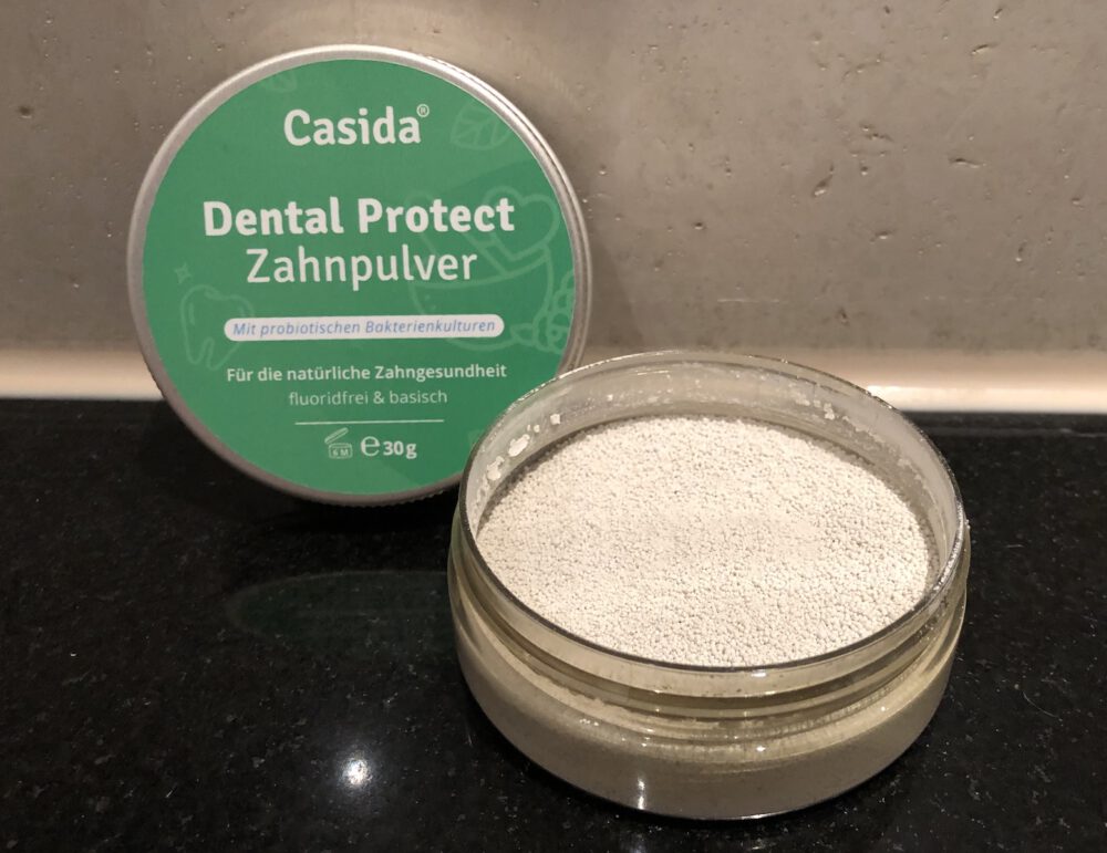 Casida Zahnpulver mit Verpackung