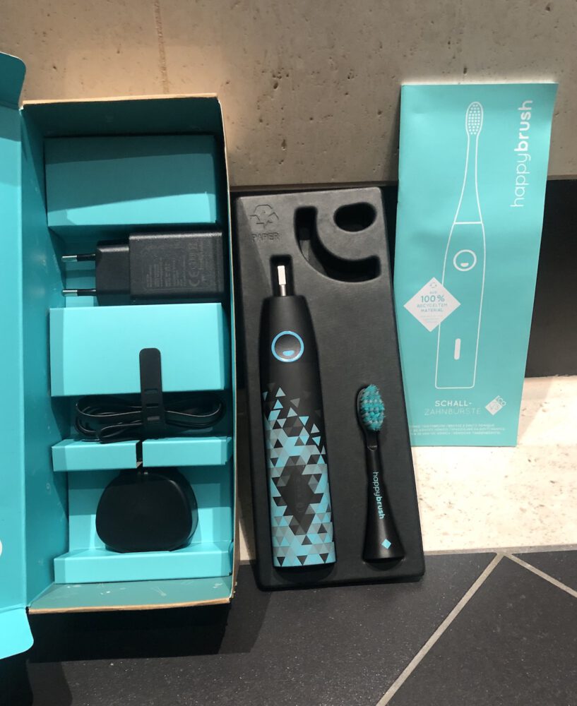 Zahnheld elektrische Zahnbürste - Verpackungsinhalt happybrush Eco VIBE 3 Schallzahnbürste - Verpackungsinhalt