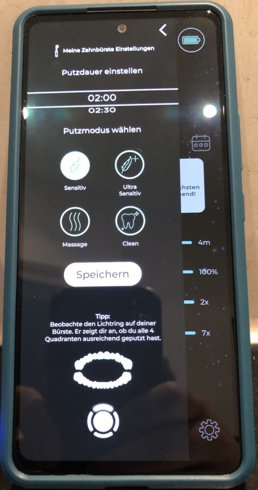 Playbrush Smart One Schallzahnbürste - App Putzeinstellungen Bild 2